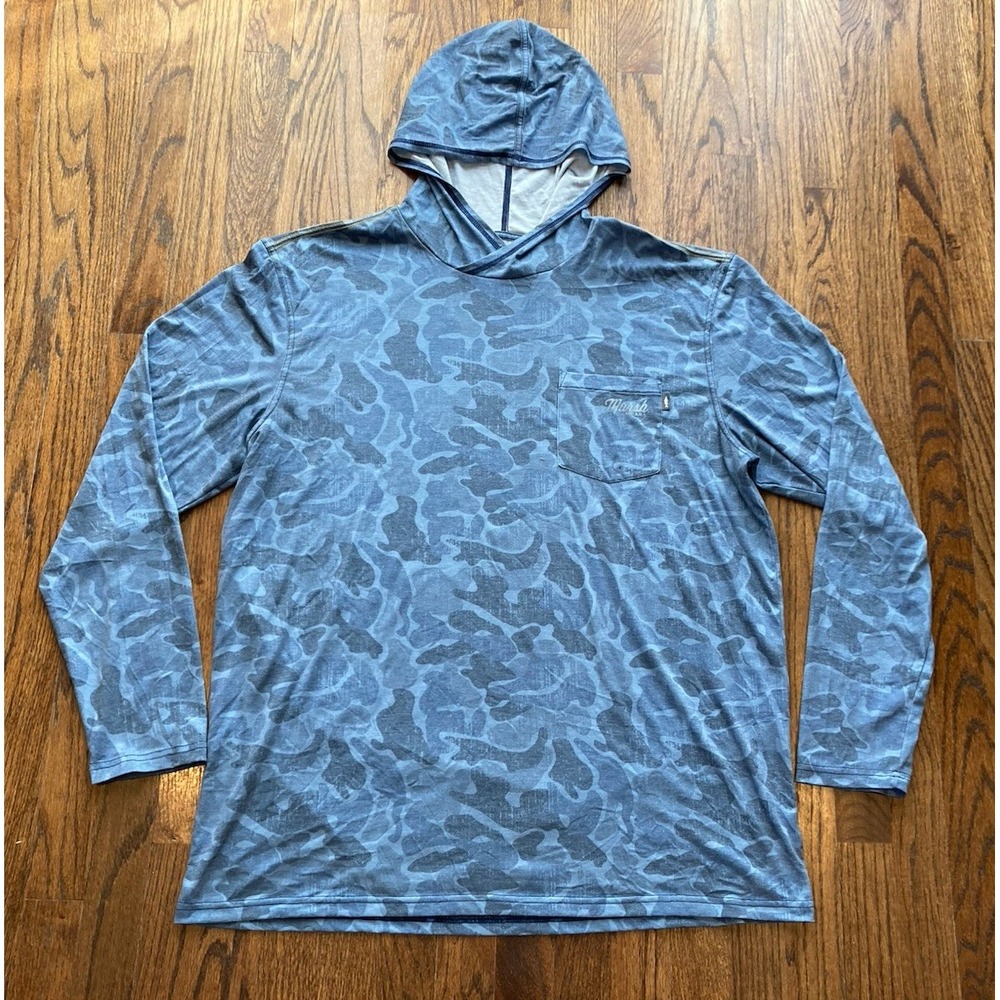Marsh Wear Camo Hoodie Mens Size 2XL Blue Performance Lightweight Fishing